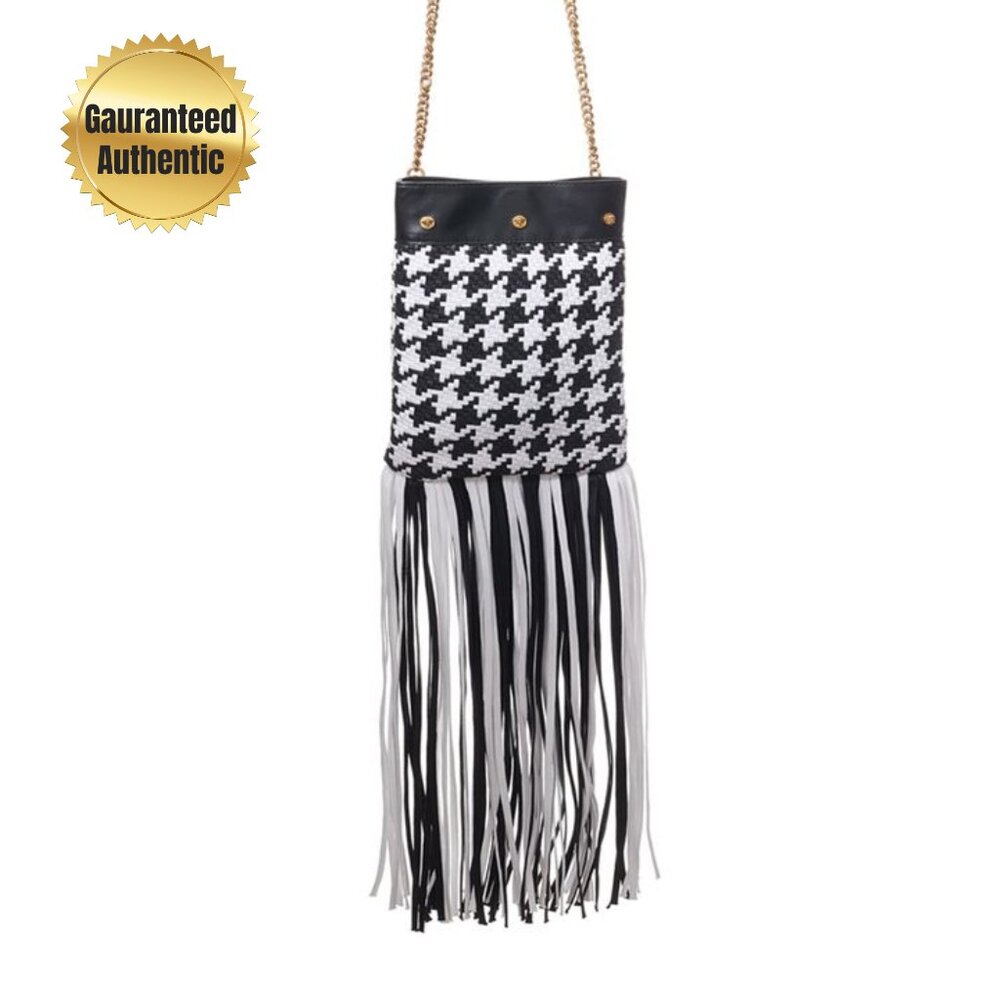Versace Black and White Elegant Contrast Leather Handbag